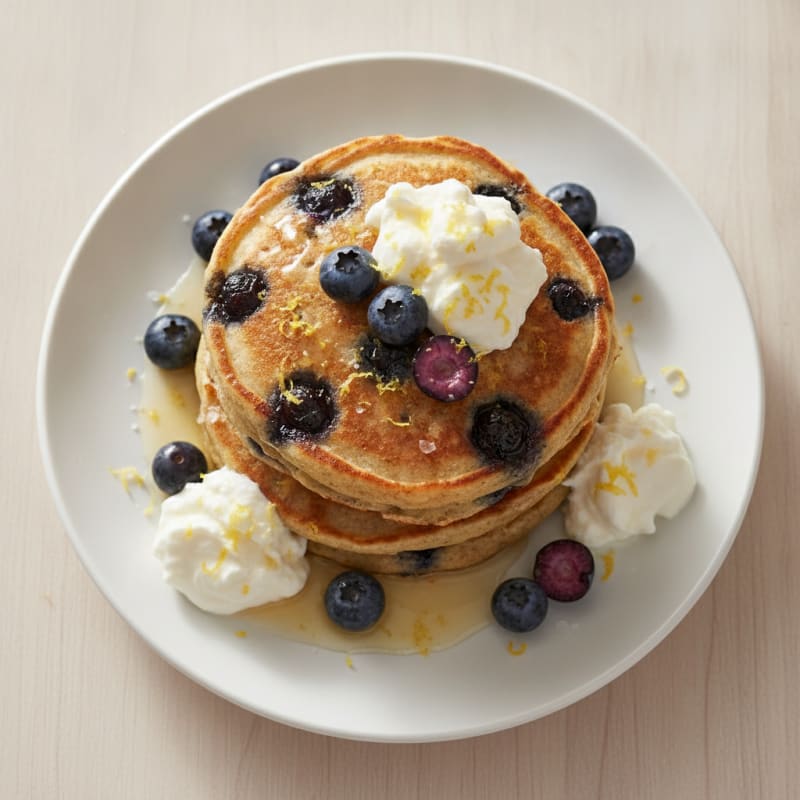 Blueberry Ricotta Pancakes with Lemon Zest