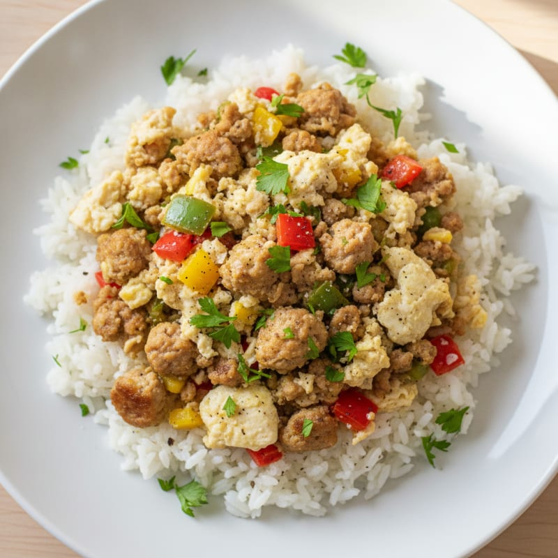 Turkey Sausage and Egg White Scramble