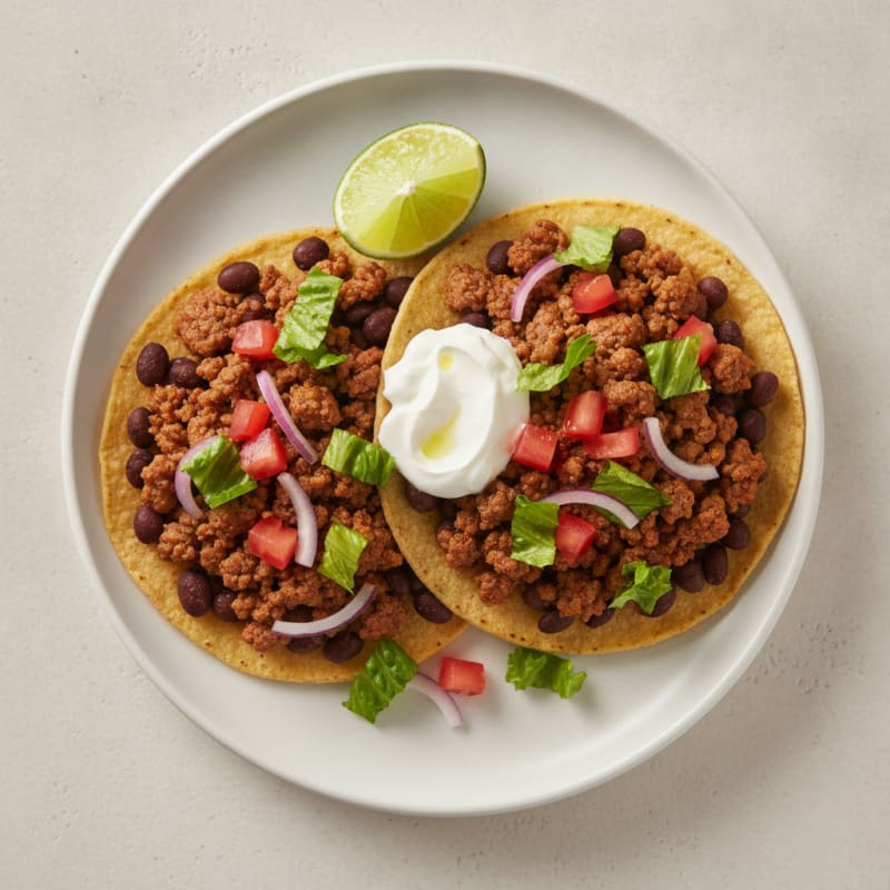 Ground Beef Tostadas with Black Beans
