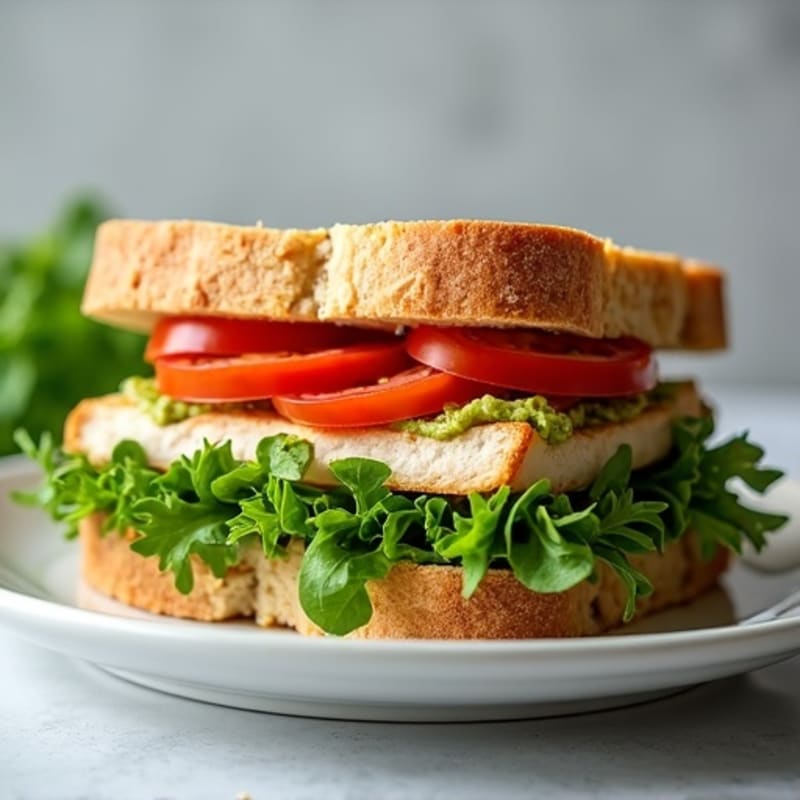 Pressed Turkey Pesto Sandwich with Fresh Greens