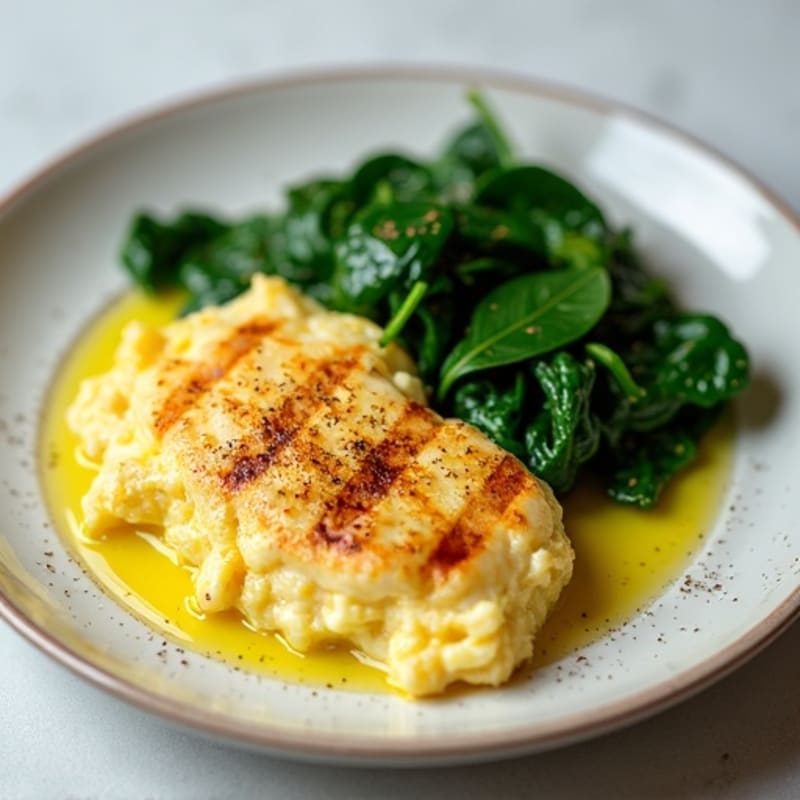 Egg White Scramble with Spinach and Grilled Chicken Breast