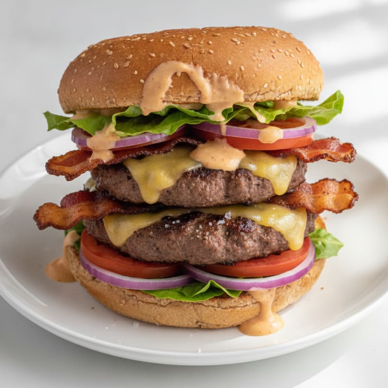 Double Bacon Cheeseburger with Secret Sauce