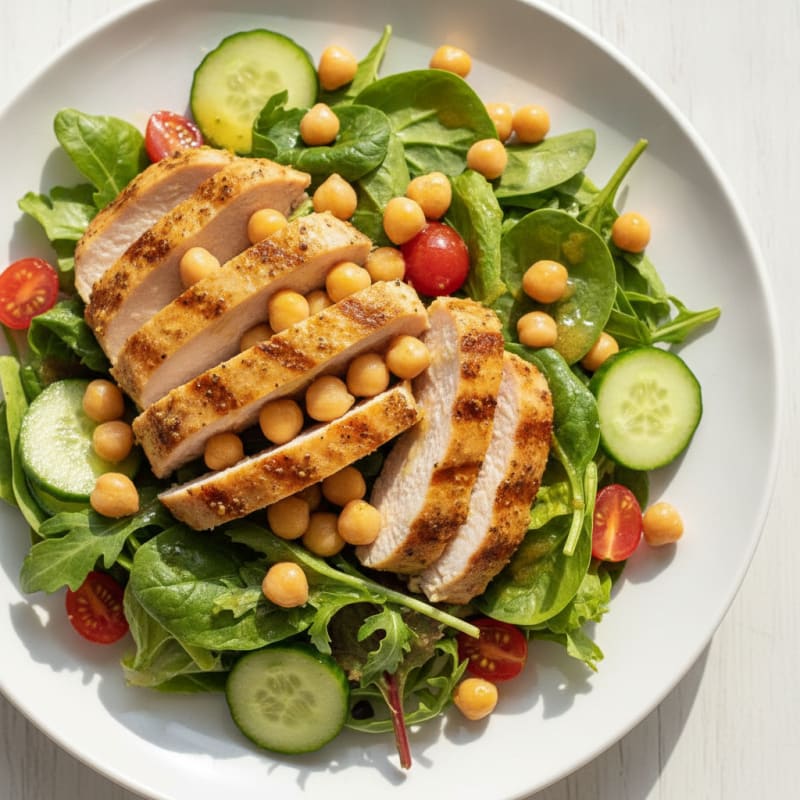 Grilled Turkey Breast Salad with Chickpeas and Lemon Vinaigrette