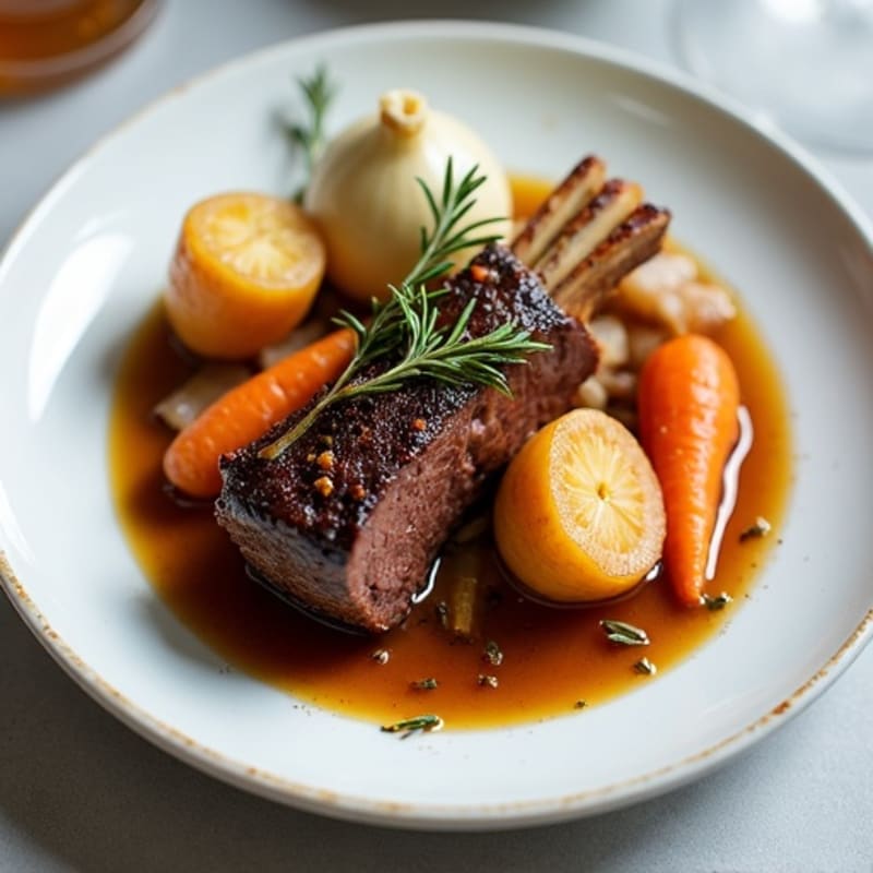 Herb-Braised Tender Lamb Shank with Root Vegetables