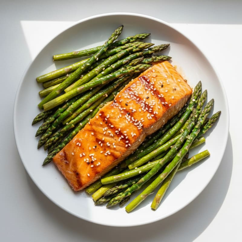 Golden Teriyaki-Glazed Salmon with Roasted Asparagus