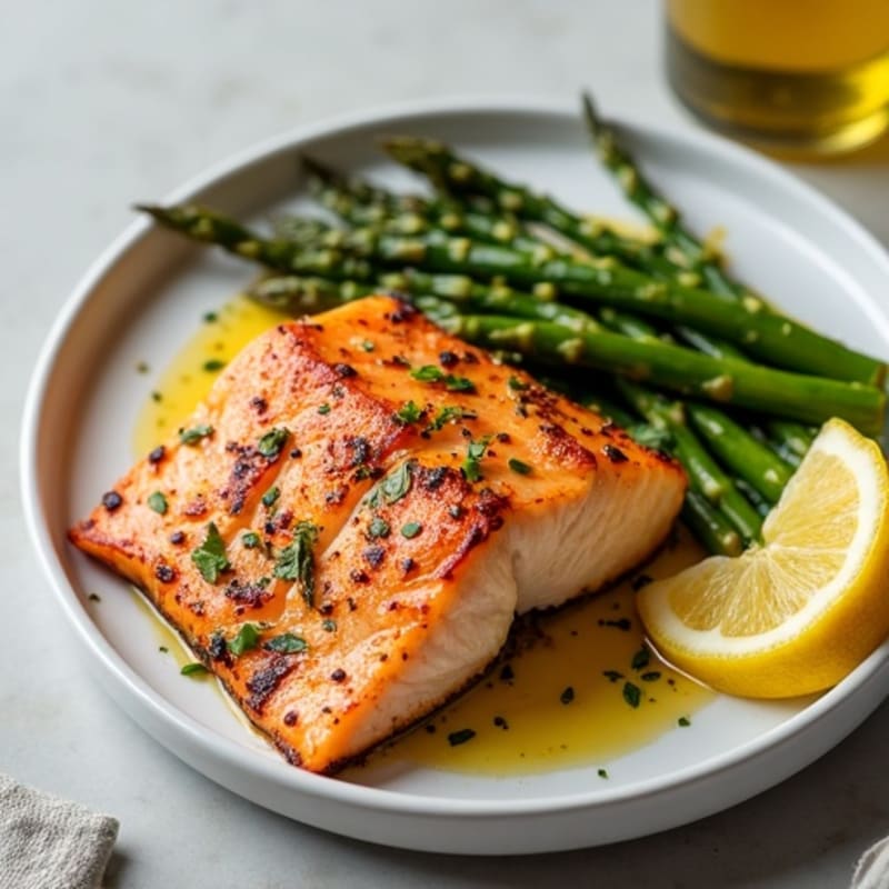 Blackened Salmon with Roasted Lemon-Garlic Asparagus