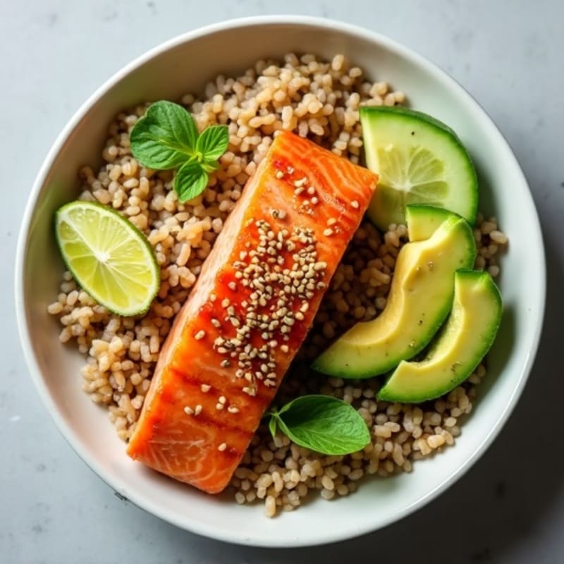 Fresh Salmon Rice Bowl with Creamy Avocado