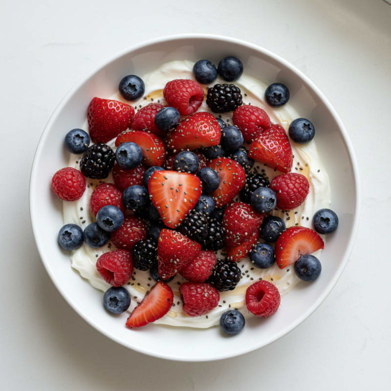 Silky Greek Yogurt with Protein Powder and Berries