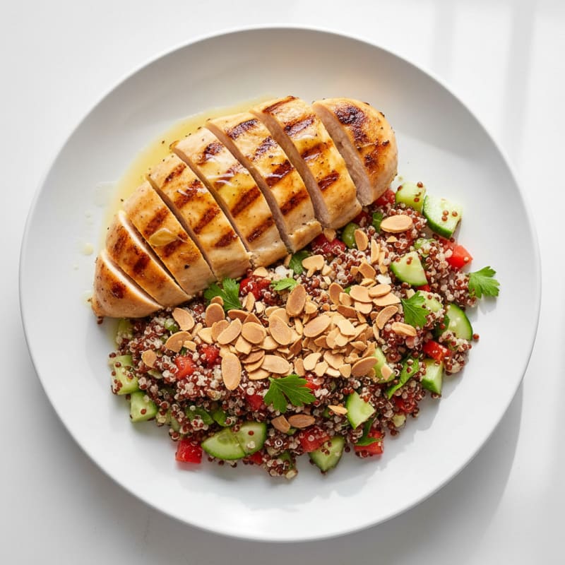 Grilled Chicken Breast with Crunchy Quinoa Salad