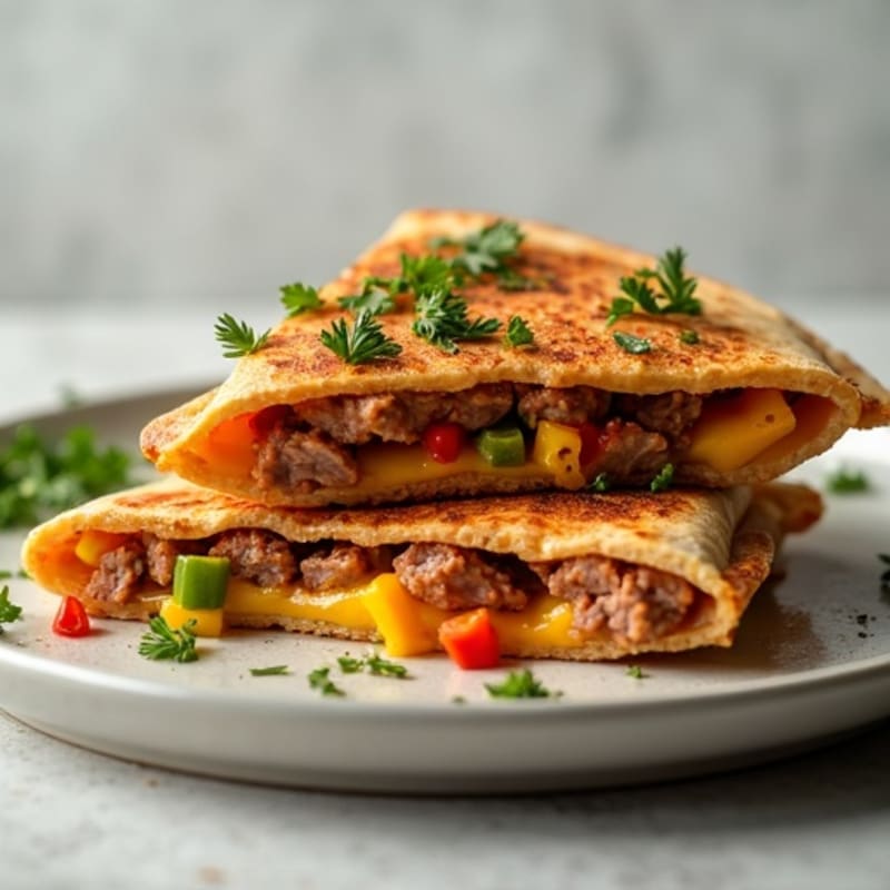 Crispy Lean Steak and Bell Pepper Whole Wheat Quesadillas