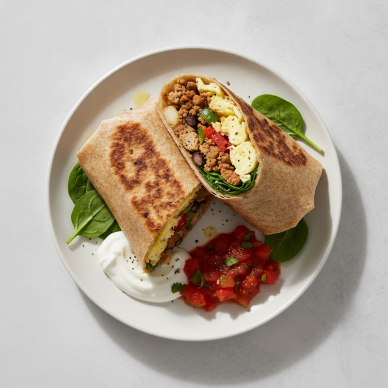 Loaded Breakfast Burrito with Salsa