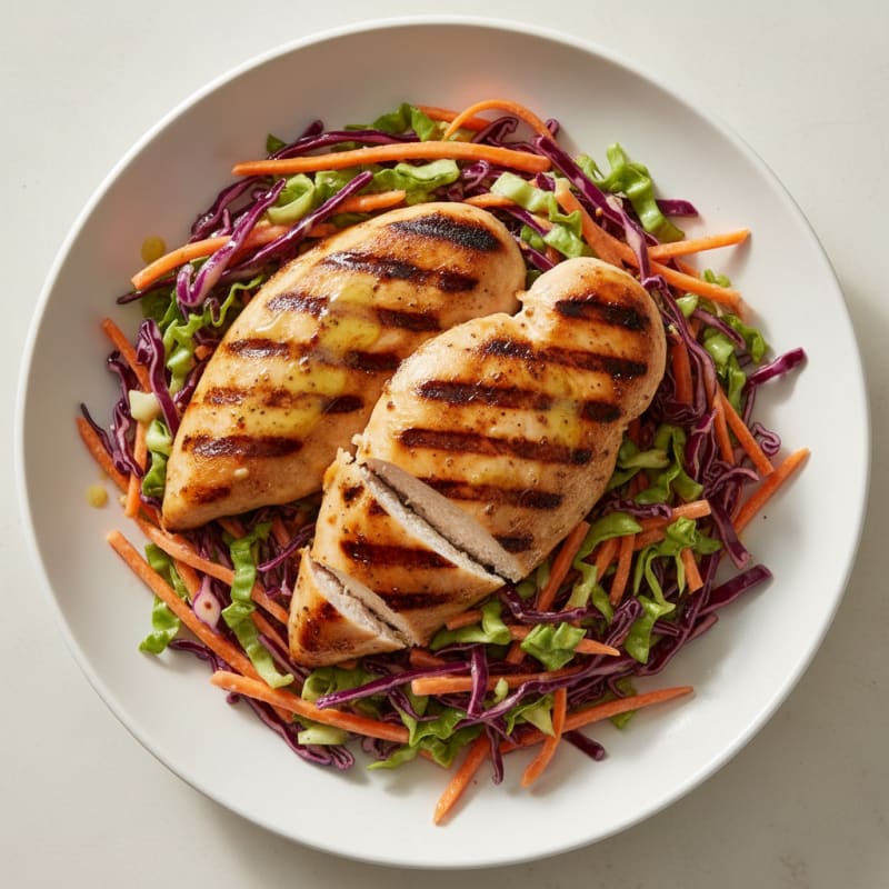 Grilled Chicken Breast with Crunchy Cabbage Slaw