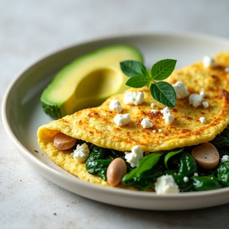 Fluffy Spinach Omelette with Creamy Avocado