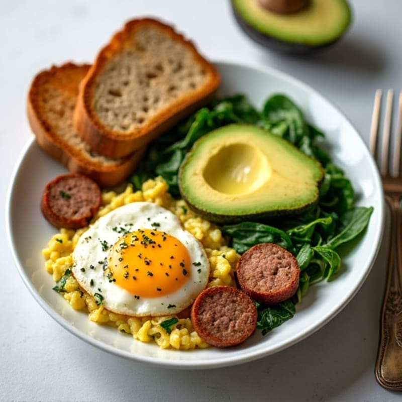 Egg White and Turkey Sausage Scramble with Spinach