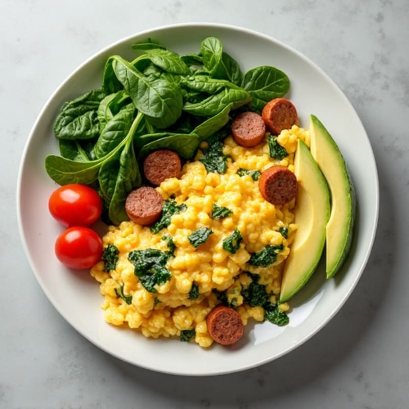 Egg White Scramble with Spinach and Turkey Sausage