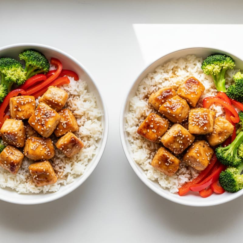 Crispy Honey-Garlic Chicken Bowls