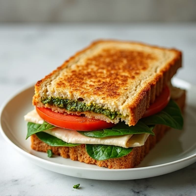 Crispy Whole Wheat Turkey Pesto Panini