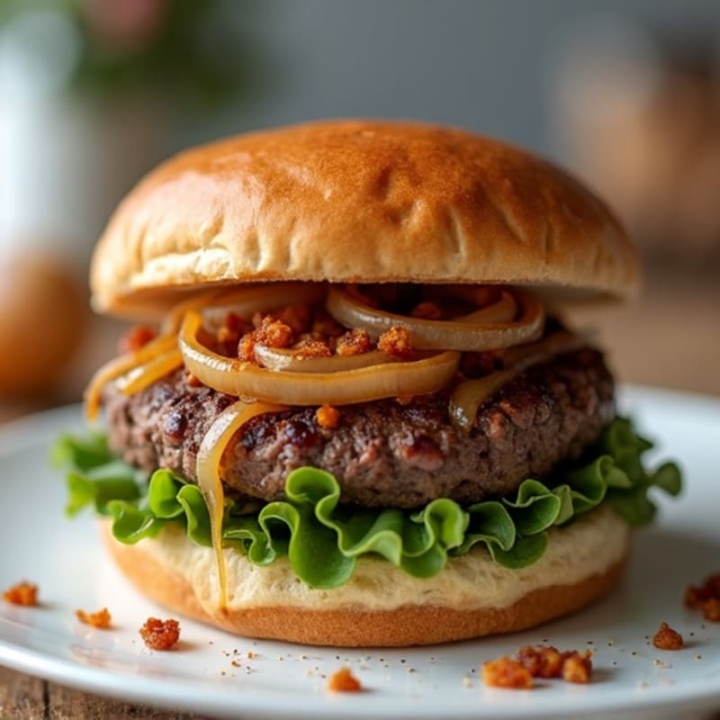Lean Ground Beef Burger with Caramelized Onions
