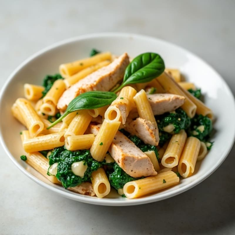Creamy Garlic Chicken Pasta with Fresh Spinach