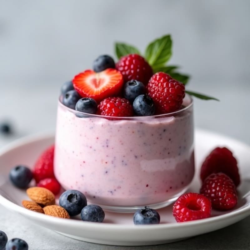 Greek Yogurt Protein Mousse with Mixed Berries