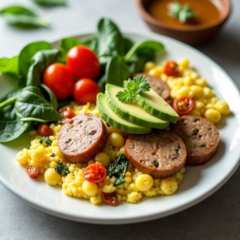 Egg White Scramble with Turkey Sausage and Spinach