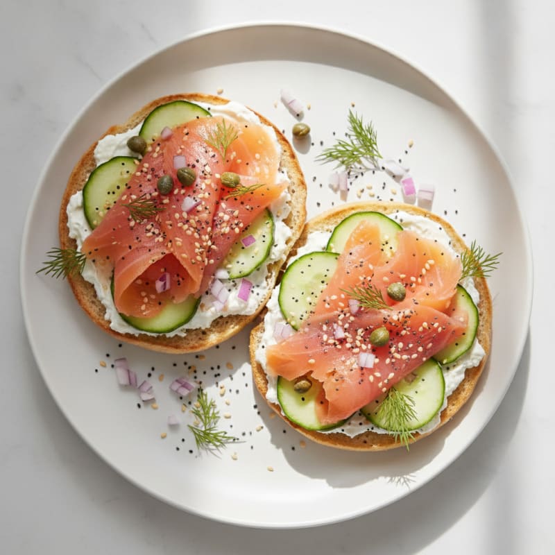 Smoked Salmon Everything Bagel with Cream Cheese