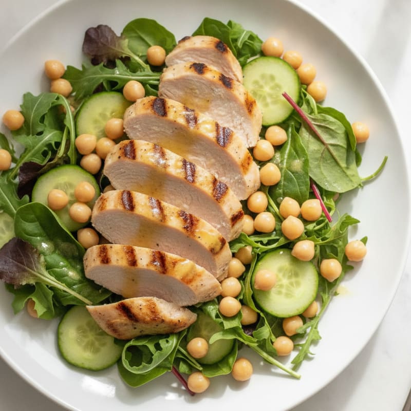 Grilled Turkey Breast Salad with Chickpeas and Lemon Vinaigrette