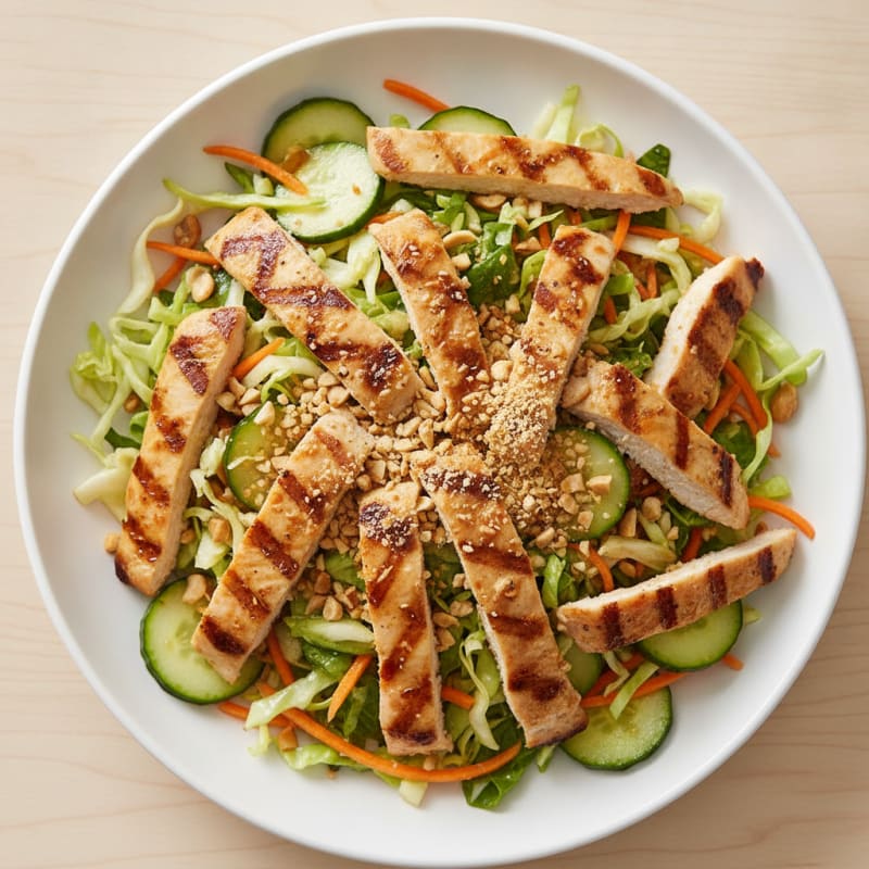 Grilled Lemongrass Chicken Salad with Crunchy Vegetables
