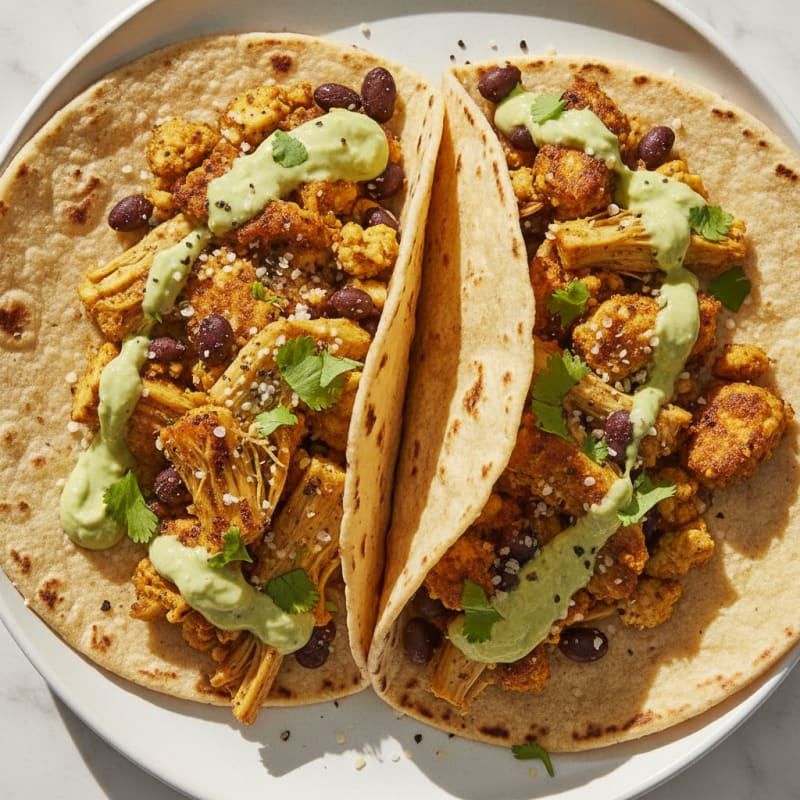 Jackfruit Tacos with Avocado Crema