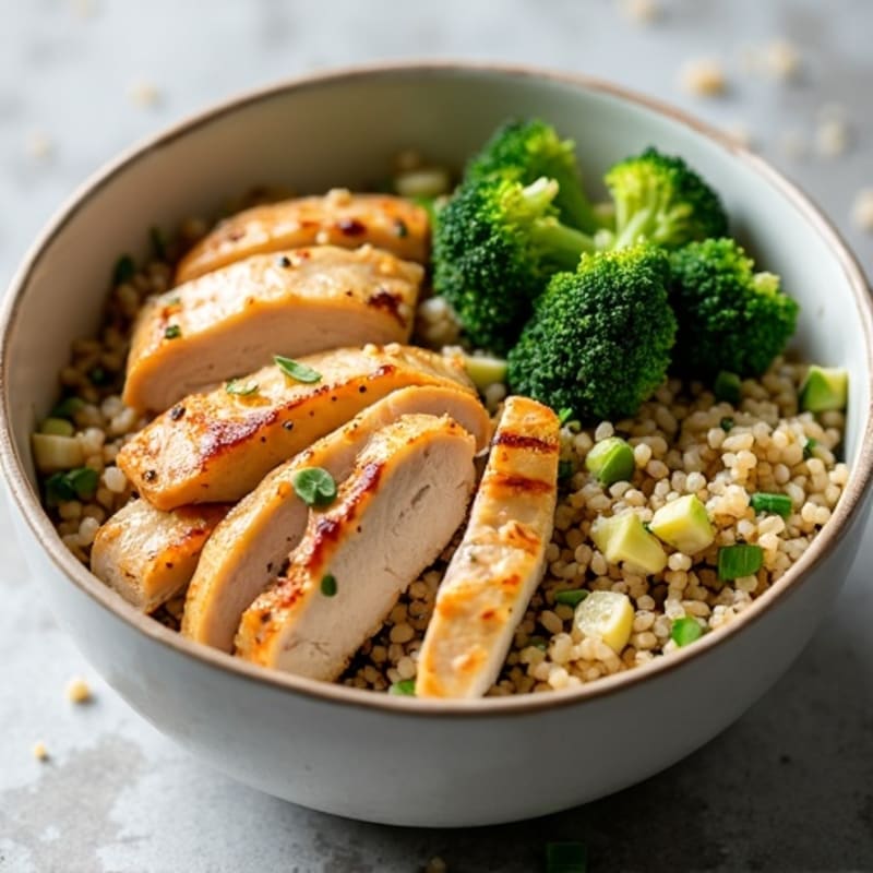 Grilled Chicken and Quinoa Power Bowl with Roasted Broccoli