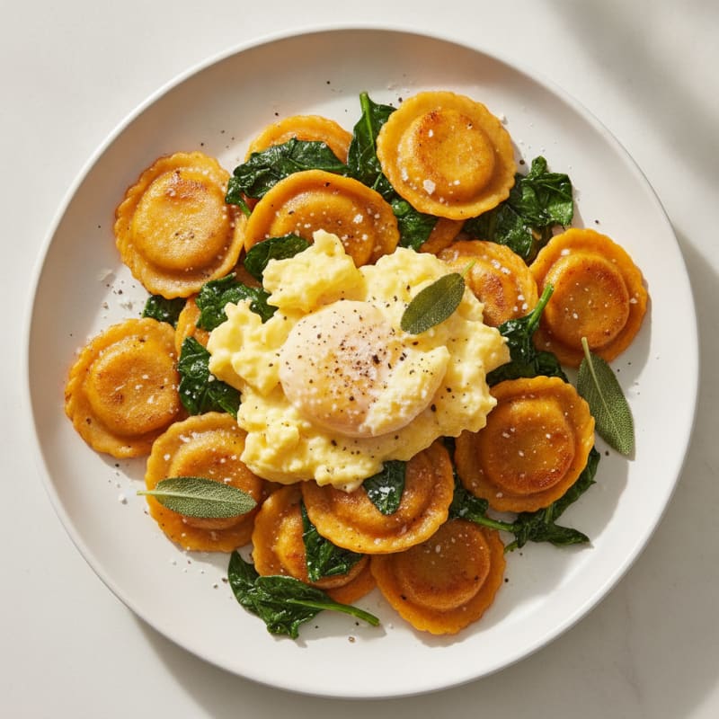 Butternut Squash and Provolone Girasoli with Eggs