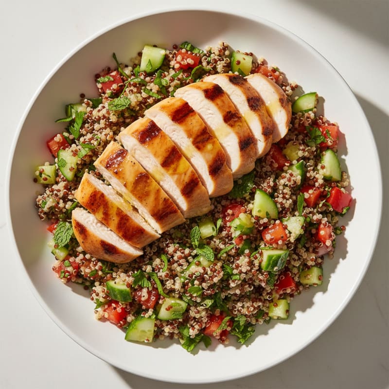 Grilled Chicken Breast with Crunchy Quinoa Salad