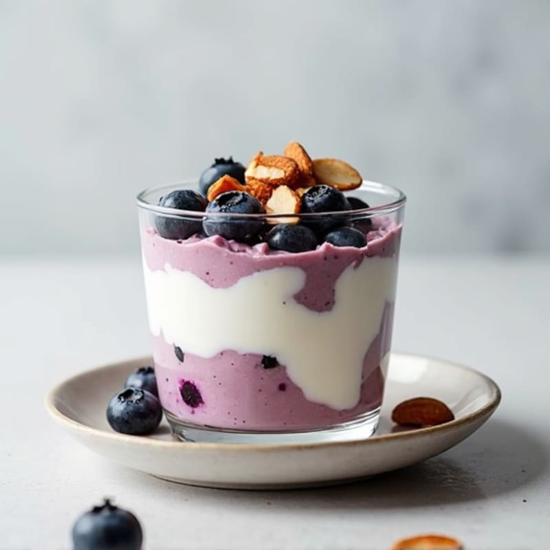 Greek Yogurt Protein Parfait with Almonds and Blueberries