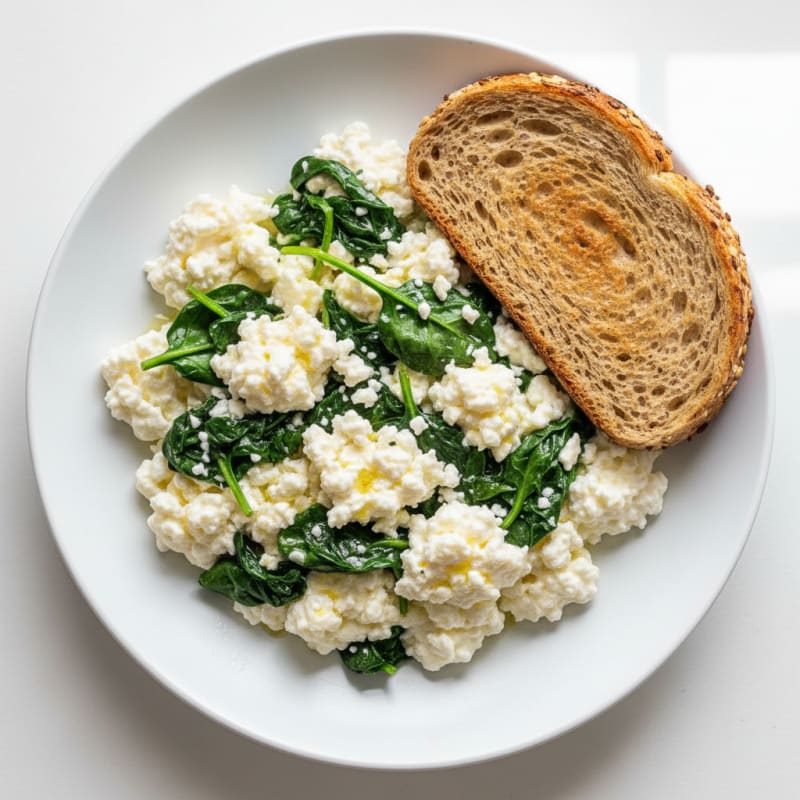 Egg White and Spinach Scramble with Cottage Cheese