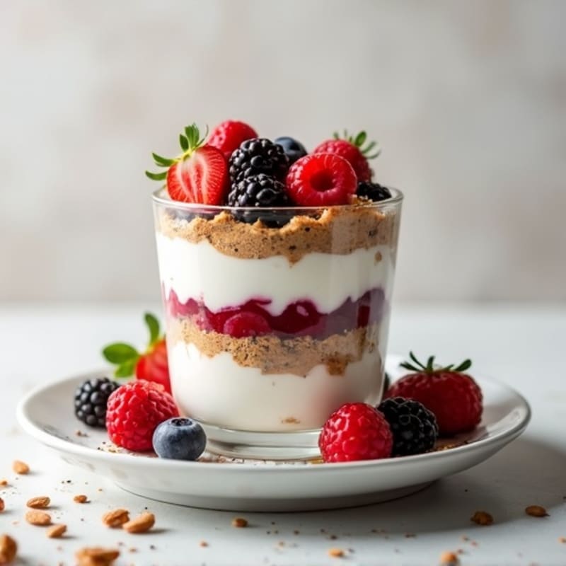 Greek Yogurt Protein Parfait with Mixed Berries and Almond Butter
