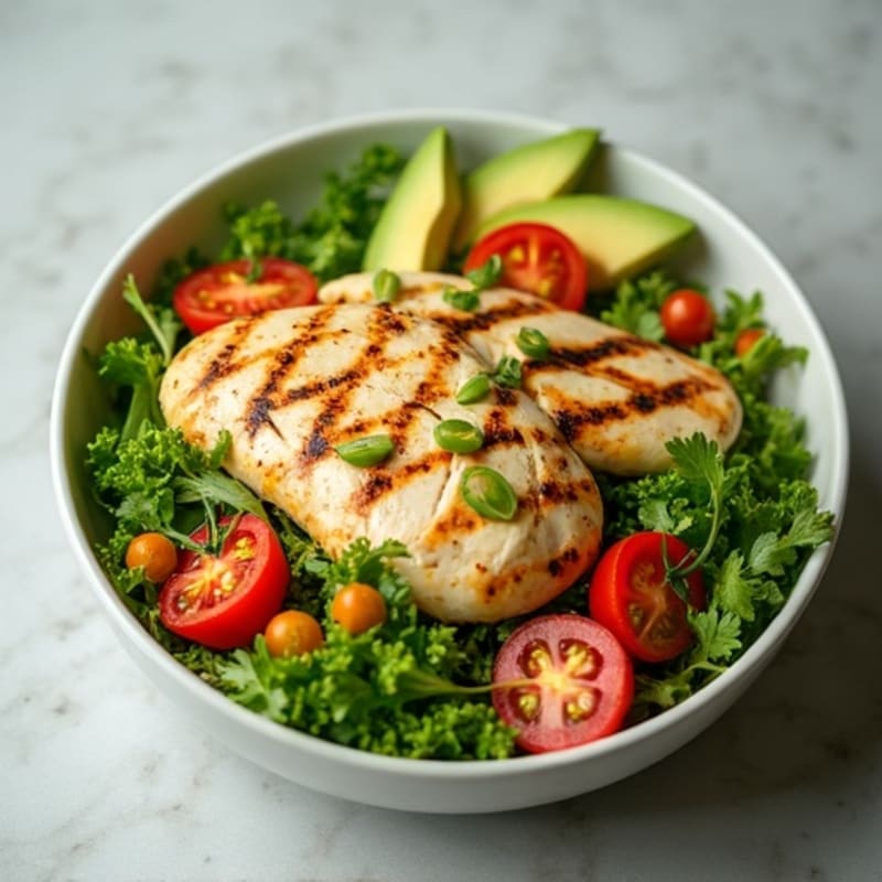 Grilled Chicken Power Salad with Creamy Avocado Dressing