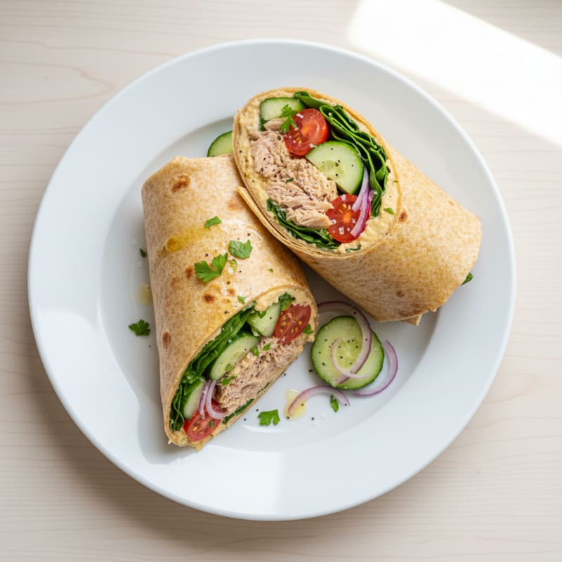 Mediterranean Tuna and Hummus Wrap