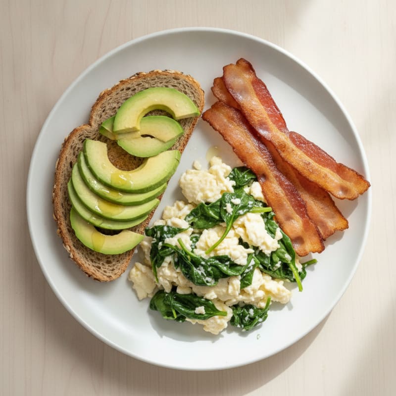 Scrambled Egg Whites with Spinach and Turkey Bacon