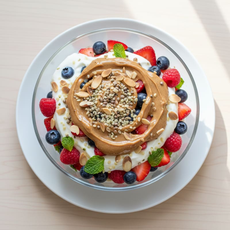 Creamy Greek Yogurt Parfait with Mixed Berries and Almond Butter
