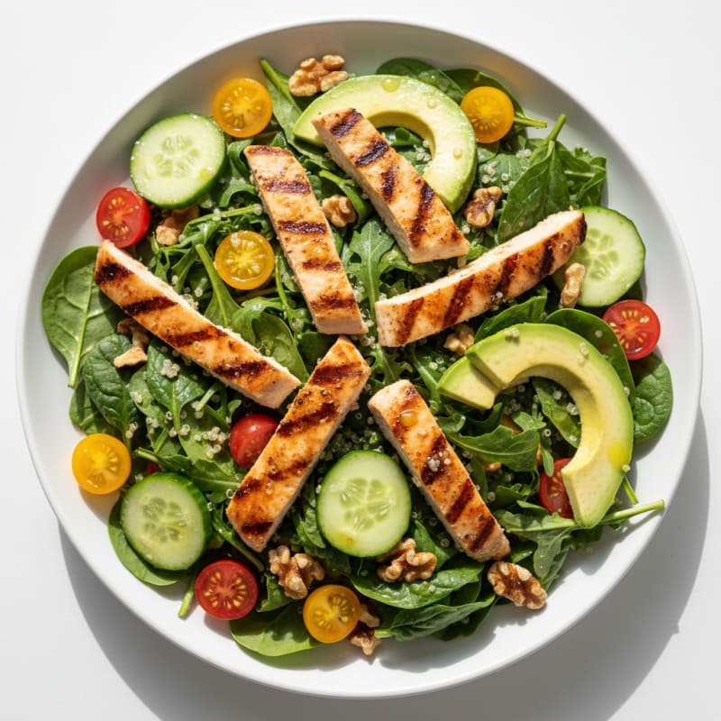 Grilled Chicken and Quinoa Salad with Fresh Greens