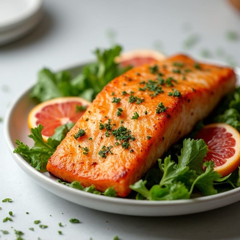 Crispy Pan-Seared Salmon with Fresh Citrus Herb Salad