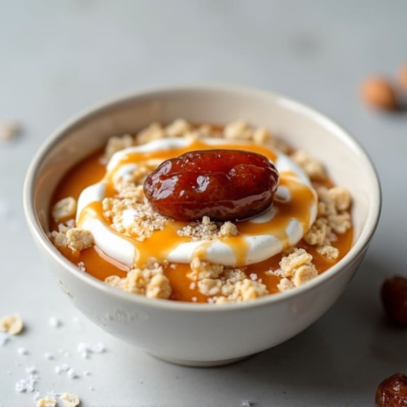 Creamy High-Protein Overnight Oats with Salted Date Caramel