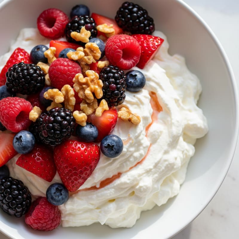 Creamy Greek Yogurt Protein Pudding with Mixed Berries