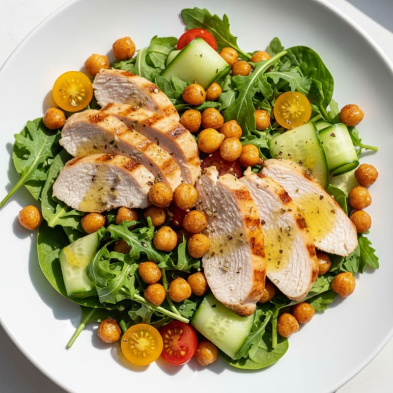 Grilled Turkey Breast Salad with Chickpeas and Lemon Vinaigrette
