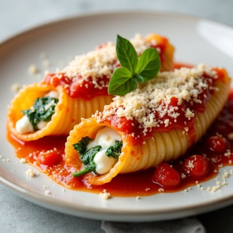 Baked Creamy Spinach Ricotta Stuffed Shells