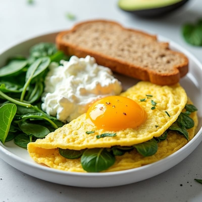 Egg White and Spinach Omelette with Cottage Cheese