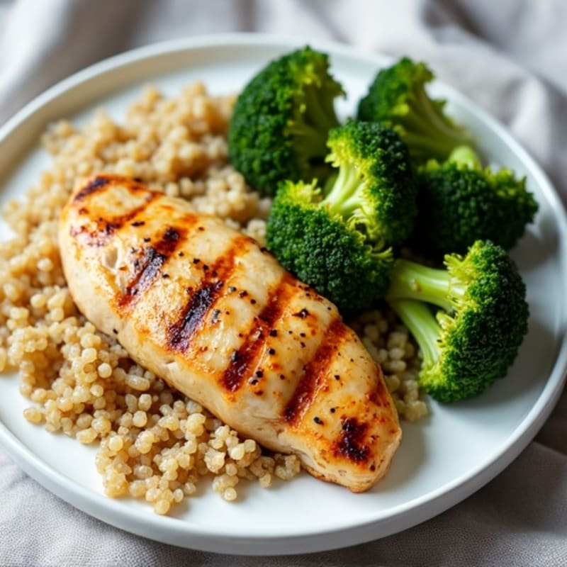 Grilled Chicken Breast with Roasted Broccoli and Quinoa