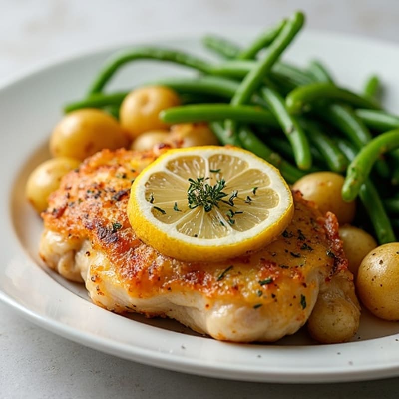 Sheet Pan Lemon Herb Chicken with Crispy Roasted Potatoes and Tender Green Beans