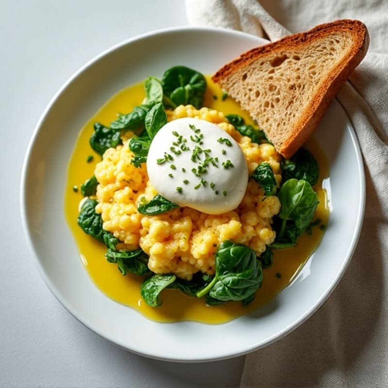 Egg White Scramble with Spinach and Cottage Cheese
