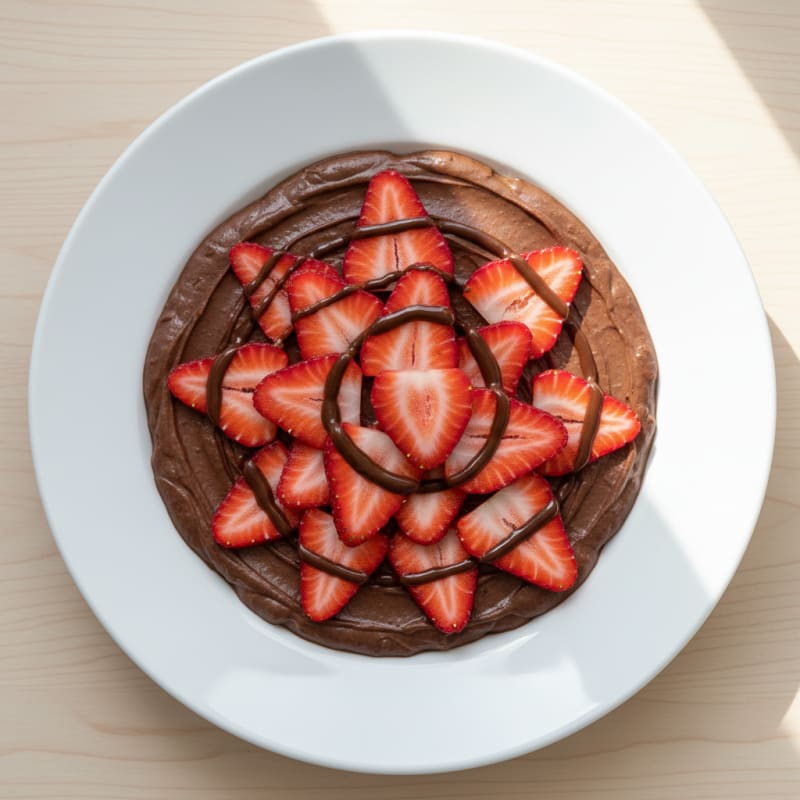 Silky Chocolate Protein Pudding with Sliced Strawberries